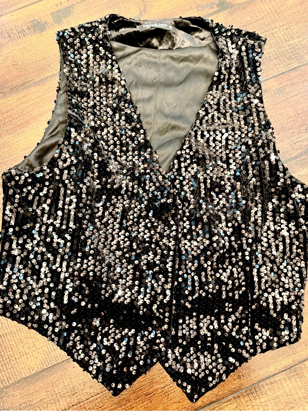 Emerson Lang Black Sequin V-Neck Sleeveless Top